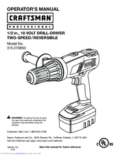 Craftsman 315.270850 Operator's Manual