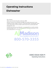 Asko D5534 ADA FI Operating Instructions Manual