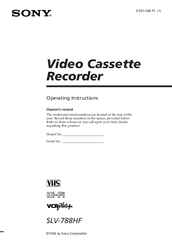 Sony SLV-788HF - Video Cassette Recorder Operating Instructions Manual