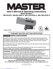 Master MH-150V-GFA-A User's Manual & Operating Instructions