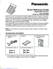 Panasonic KXDT390 - DIGITAL DSS CONSOLE Quick Reference Manual