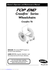 Invacare Top End Crossfire T6 Owner's Operator And Maintenance Manual