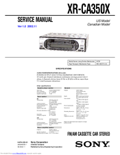 Sony XR-CA350X Marketing s & diagrams Service Manual