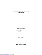 Fisher & Paykel DE6060G Installation Instructions & User Manual