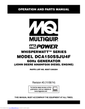 MULTIQUIP Whisperwatt DCA150SSJU4F Operation And Parts Manual
