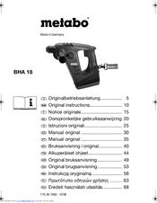 Metabo BHA 18 Original Instructions Manual