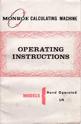 Monroe Hand Operated LN Operating Instructions Manual