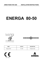Barbas ENERGA 80-50 Installation Instructions Manual