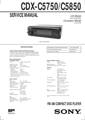 Sony CDX-C5850 - Fm/am Compact Disc Player Service Manual