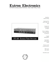 Extron electronics SVS 100 Instruction Manual