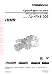 Panasonic AJ-HPX3100G Operating Instructions Manual