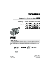 Panasonic AG-DVX200ED Operating Instructions Manual