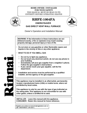 Rinnai RHFE-1004FA Owner's Operation And Installation Manual