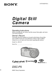 Sony Cyber-shot DSC-P5 Operating Instructions Manual