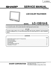 Sharp LC-13S1US Service Manual And Parts Listparts List