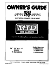 MTD 317E660G000 Owner's Manual