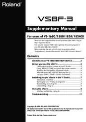 Roland VS8F-3 Supplementary Manual