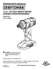 Craftsman 315.114832 Operator's Manual
