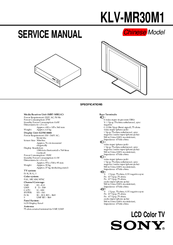 Sony KLV-MR30M1 Service Manual
