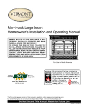 Vermont Castings Merrimack Large Insert Homeowner's Installation And Operating Manual