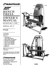 Nautilus 2ST BENCH PRESS Owner's Manual