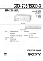 Sony CDX-705 - Compact Disc Changer System Service Manual