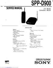 Sony SPP-D900 - 900 Mhz Cordless Telephone Service Manual