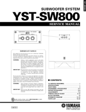 Yamaha YST-SW800 Service Manual