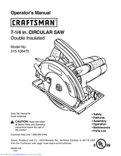 Craftsman 315.108470 Operator's Manual