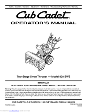 Cub Cadet 828 SWE Operator's Manual