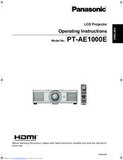Panasonic PT-AE1000E Operating Instructions Manual
