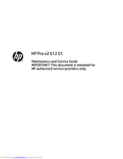 HP Pro x2 612 G1 Maintenance And Service Manual