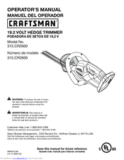 Craftsman 315.CR2600 Operator's Manual