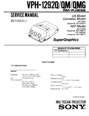 Sony VPH-1292QMG Service Manual