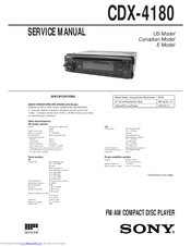Sony CDX-4180 Instalation Service Manual
