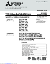 Mitsubishi PLA-A36BA Technical Data Book