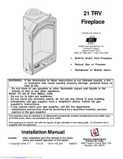 Travis Industries 21 TRV Installation Manual