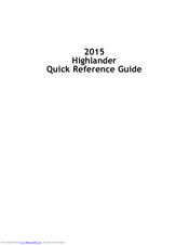 Toyota highlander 2015 Quick Reference Manual