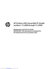 HP Pavilion x360 13-s000 Maintenance And Service Manual