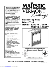 Majestic 33BDVT Installation Instructions And Homeowner's Manual