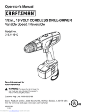 Craftsman 315.114540 Operator's Manual