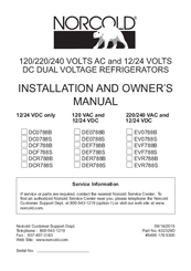 Norcold DER788B Installation And Owner's Manual