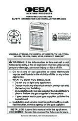 Desa Vanguard VN600BA Safety Information And Installation Manual