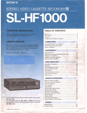 Sony SL-HF600 Operating Instructions Manual