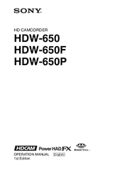 Sony HDW-650 Operation Manual