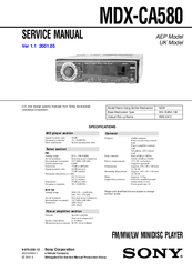 Sony MDX-CA580 Service Manual