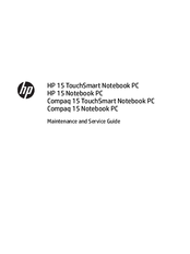HP Compaq 15 TouchSmart Maintenance And Service Manual
