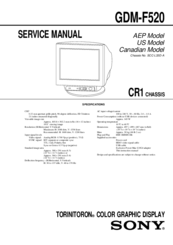 Sony GDM-F520 Trinitron Service Manual