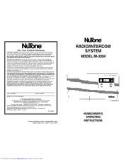NuTone IM-3204 Series Homeowner's Operating Instructions