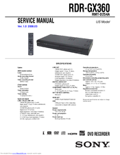 Sony RDR-GX360 Service Manual